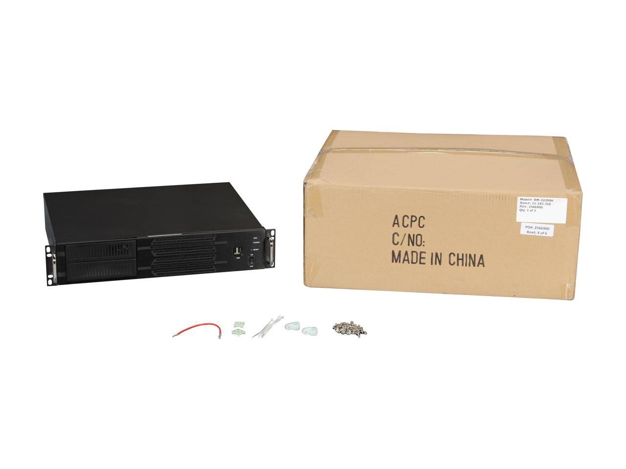 Athena Power RM-2U200H Black Aluminum / Steel 2U Rackmount Server Case