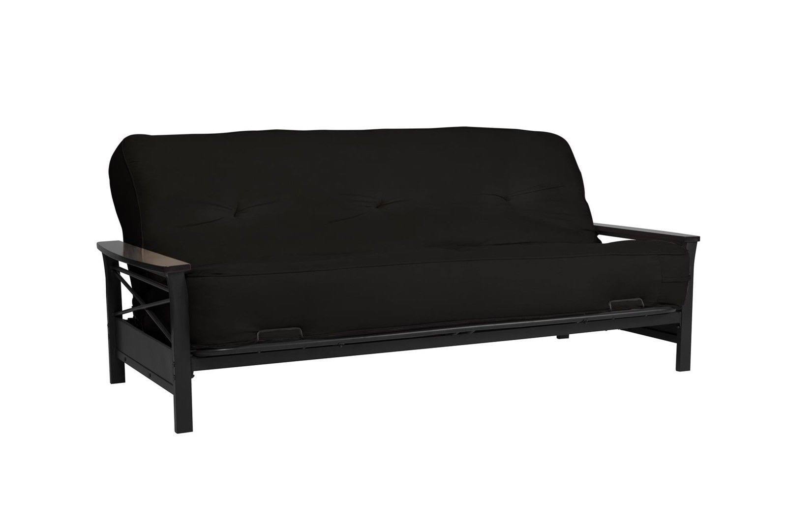 Nadine Metal Futon Frame with Wood Armrests - Espresso/Black - DHP