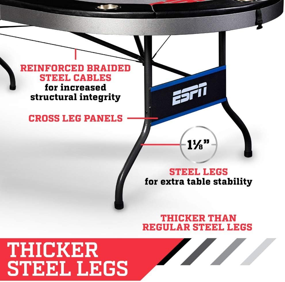 Foldable Poker Table for Friends and Family, in-Laid LED Lights, Sports & Outdoors Recreation Game Room Poker & Casino, Gray