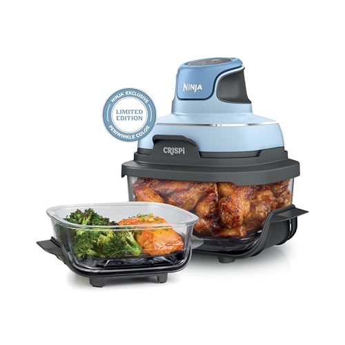 Ninja Crispi Air Fryer, Microwave, Freezer & Dishwasher Safe, Non Toxic Glass Portable Cooking System, 4 QT & 6 Cup Glass Containers with Storage Lids, Easy Meals, Air Fry, Bake, Green, FN101SG