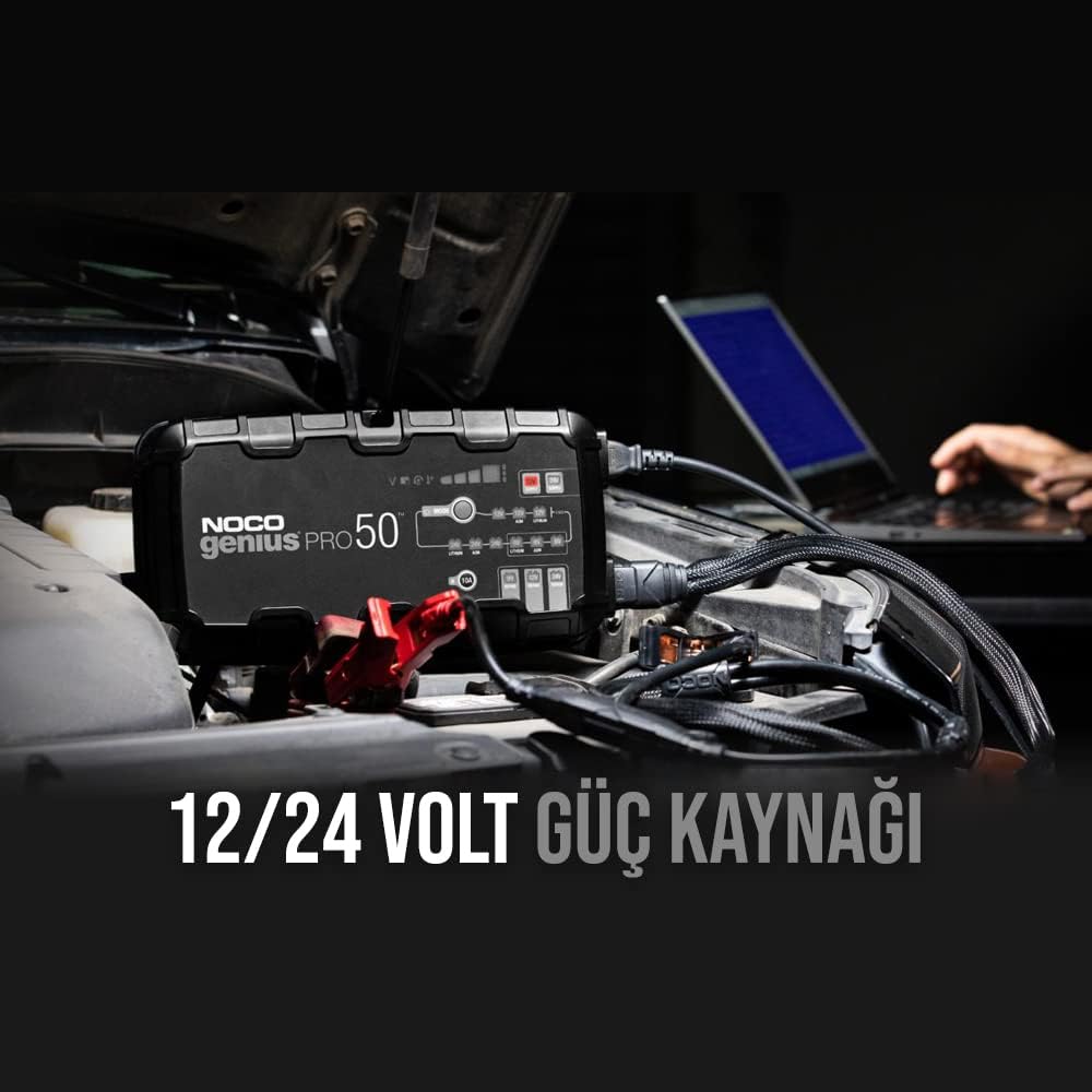 NOCO GENIUSPRO50, 50-Amp Fully-Automatic Professional Smart Charger, 6V, 12V and 24V Battery Charger, Battery Maintainer, Power Supply, and Battery Desulfator with Temperature Compensation