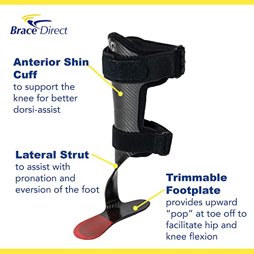 Brace Direct Elite Pro Rehabilitator - Lightweight Carbon Fiber AFO Brace for Drop Foot, Ankle Instability or Limb Spasticity, Gait Assistance L1932 - Left or Right Foot - Men and Women - Guardian