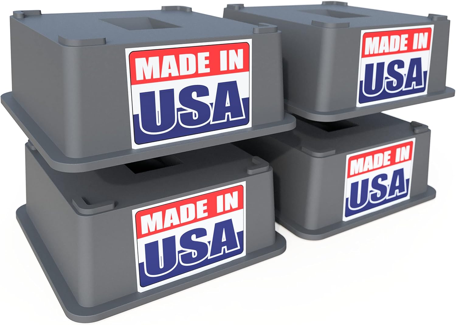 4 Pack BULLKE 12,000 lbs Trailer Jack Block / Stand Strongest Blocks on The Market for RV 5th Wheel Camper, Post, Foot, Tongue Jack, or stabilizer Round, Square pad Travel Chock Scissor levelers