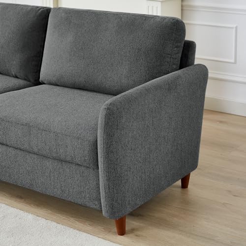 Modern Linen Sofa,Couch with Storage,Modern Love Seats with Armrest and 2 Pillows,Suitable for Living Room,Bedroom, Apartment, Office and Small Space (Dark Grey, 3-Seat)