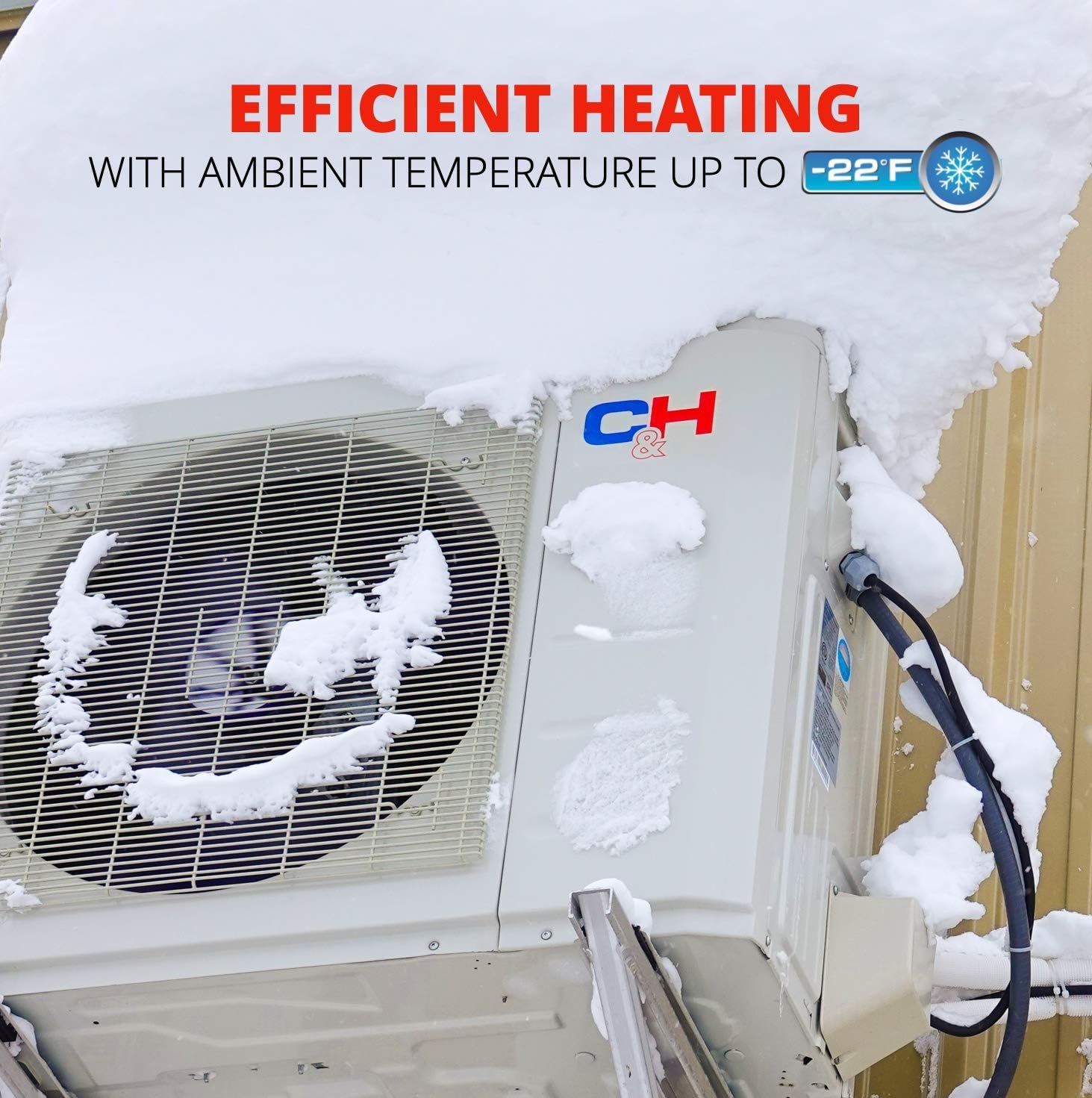 Hyper Heat 9,000 BTU, 25 SEER Ductless Mini-Split Air Conditioners -22F Heat Pump with 16FT Copper Line Set and Communication Wires