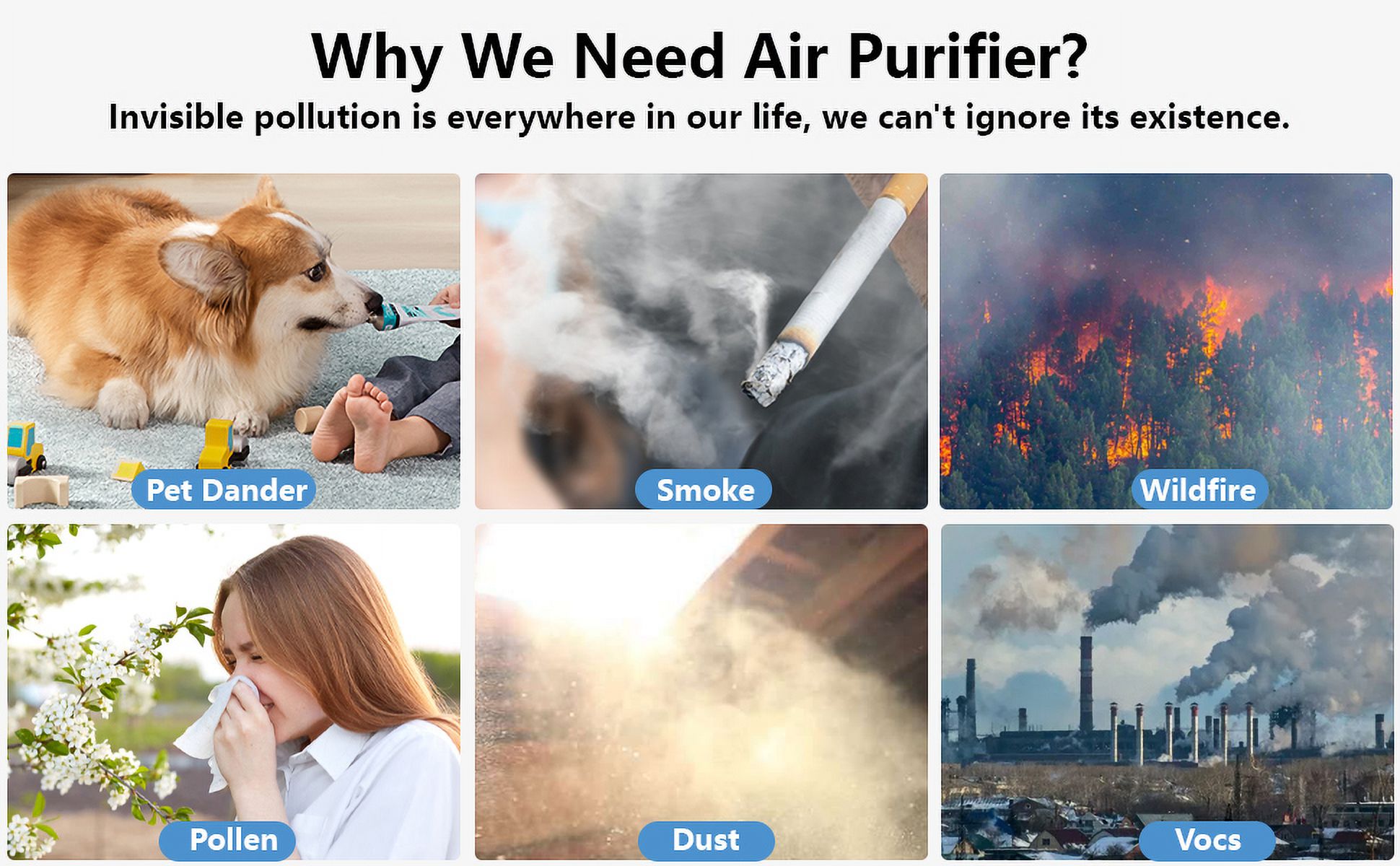 VEWIOR Air Purifiers Large Room up to 1730 Sq.Ft, H13 HEPA Air Cleaner for Pets Dander Smoke Pollen
