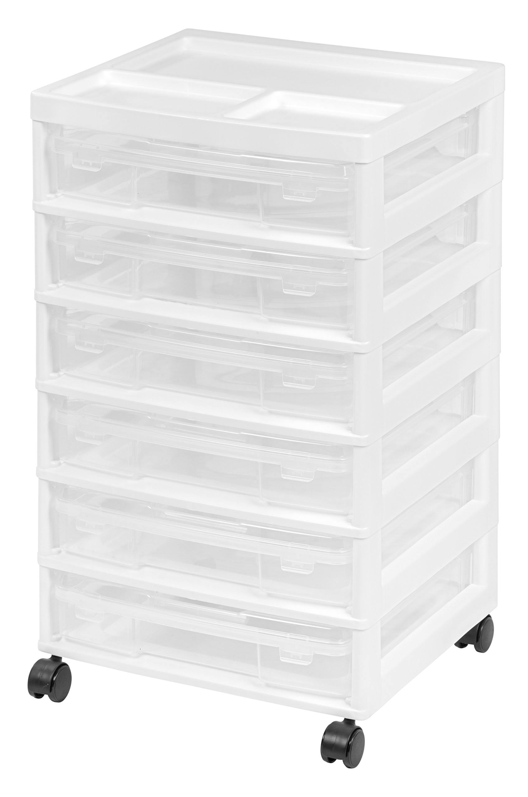 Iris 6-Case Scrapbook Cart with Organizer Top, White