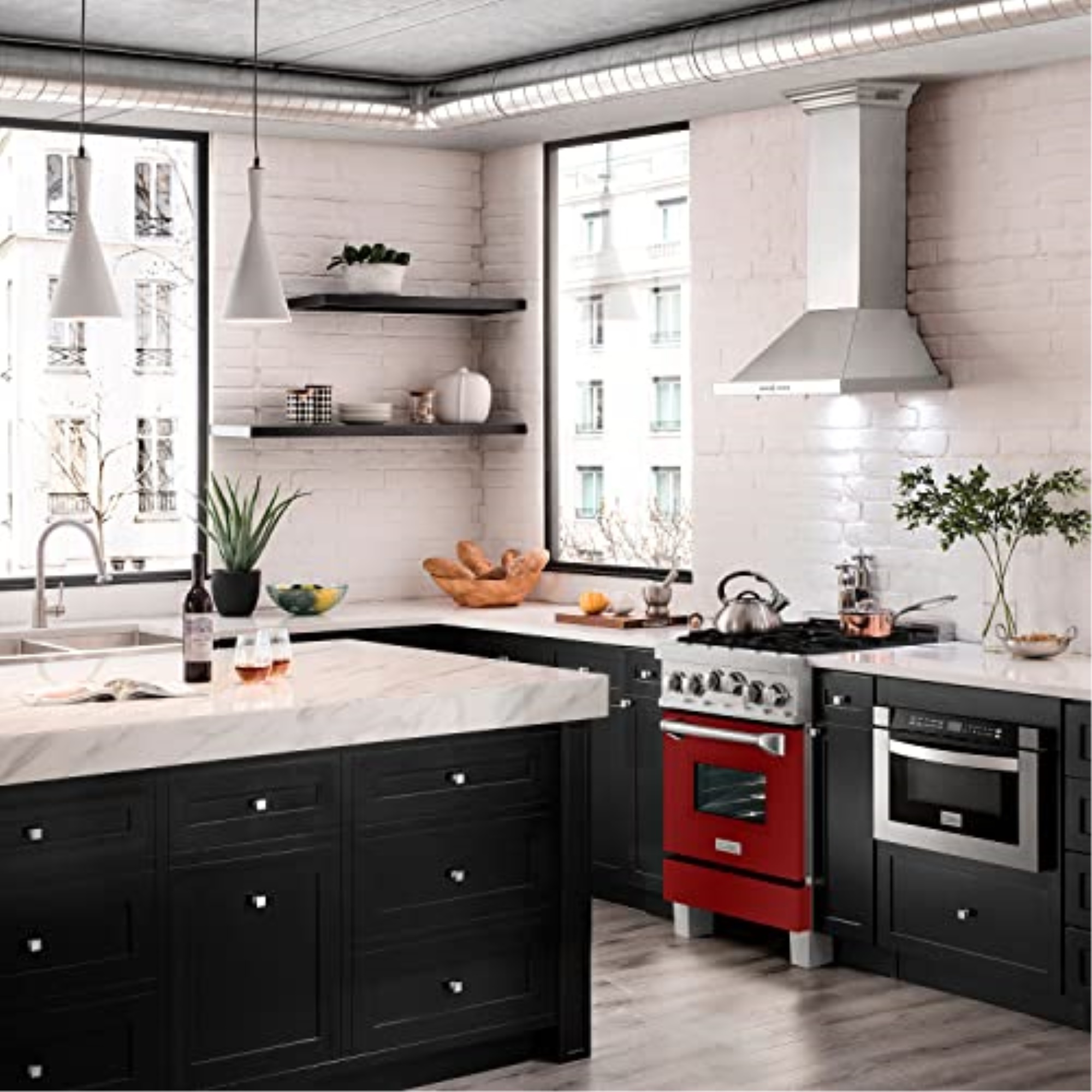 ZLINE 24" 2.8 cu. ft. Range with Gas Stove and Gas Oven in DuraSnow Stainless Steel and Red Gloss Door (RGS-RG-24)