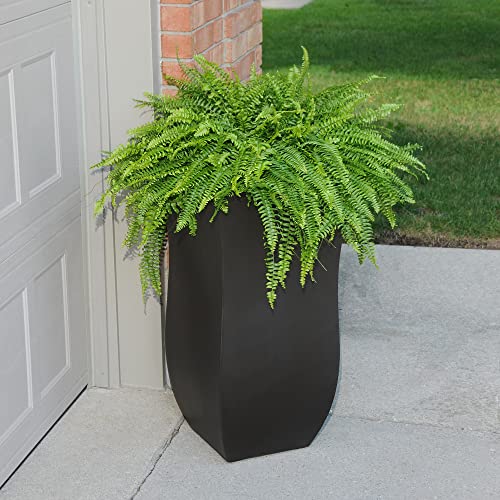 Mayne Valencia 30in Tall Planter - Black - 16in L x 16in W x 30in H - with Removable Plug, Made with Polyethylene (5874-B)