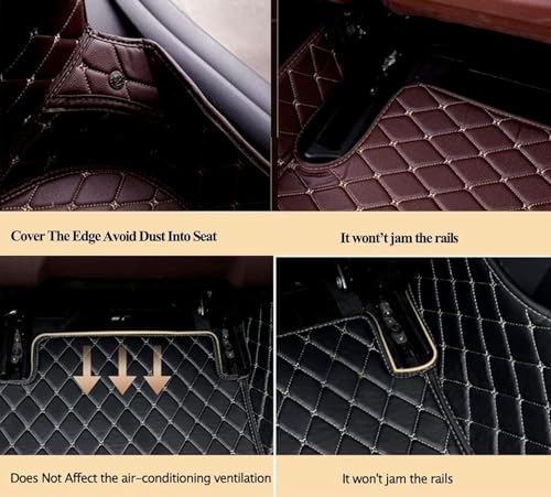 Custom car Floor mats for 96% of Cars, SUVs and Sports Cars, Full-Coverage Protective Floor mats for Men and Women, Non-Slip Leather Floor mats, All-Weather Luxury car mats-Gray-Black