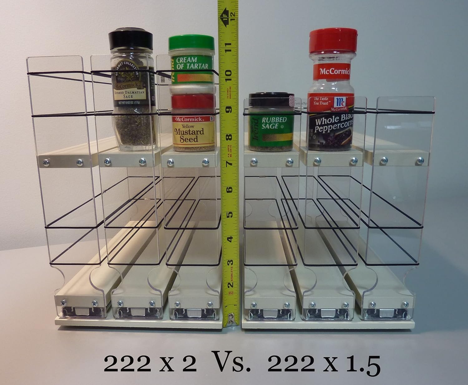 Vertical Spice - 222x2x11 DC - Spice Rack - Cabinet Mounted- 3 Drawers - 30 Capacity - Best In Class - Size: 6.9 Width x 10.75 Height x 10.6 Depth - Made In USA