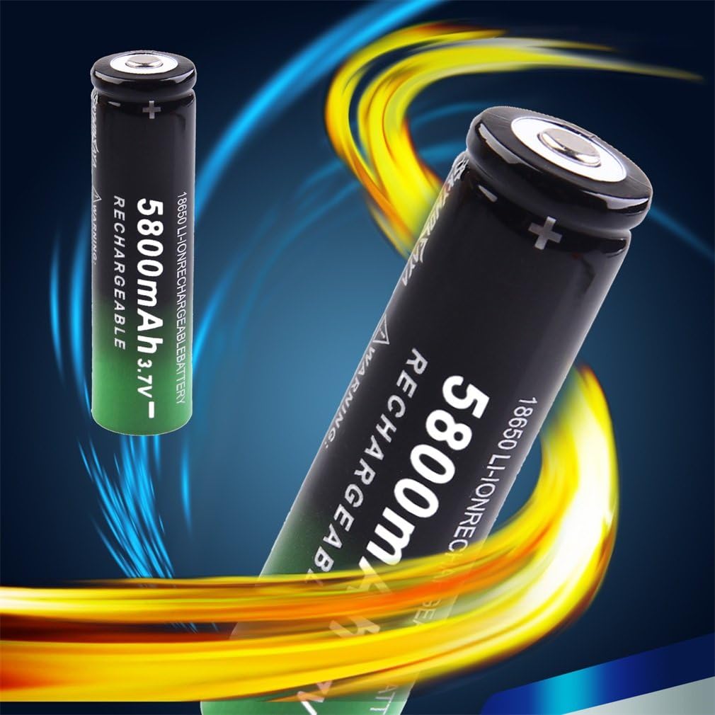 50 Pack Lithium Battery 18650 Rechargeable 5800mAh 20A 3.7V ICR Li-ion 18650 Batteries Button Top 18650 Rechargeable Battery for Camera LED Flashlights Headlight RC Cars, 18 x 65 mm, Green