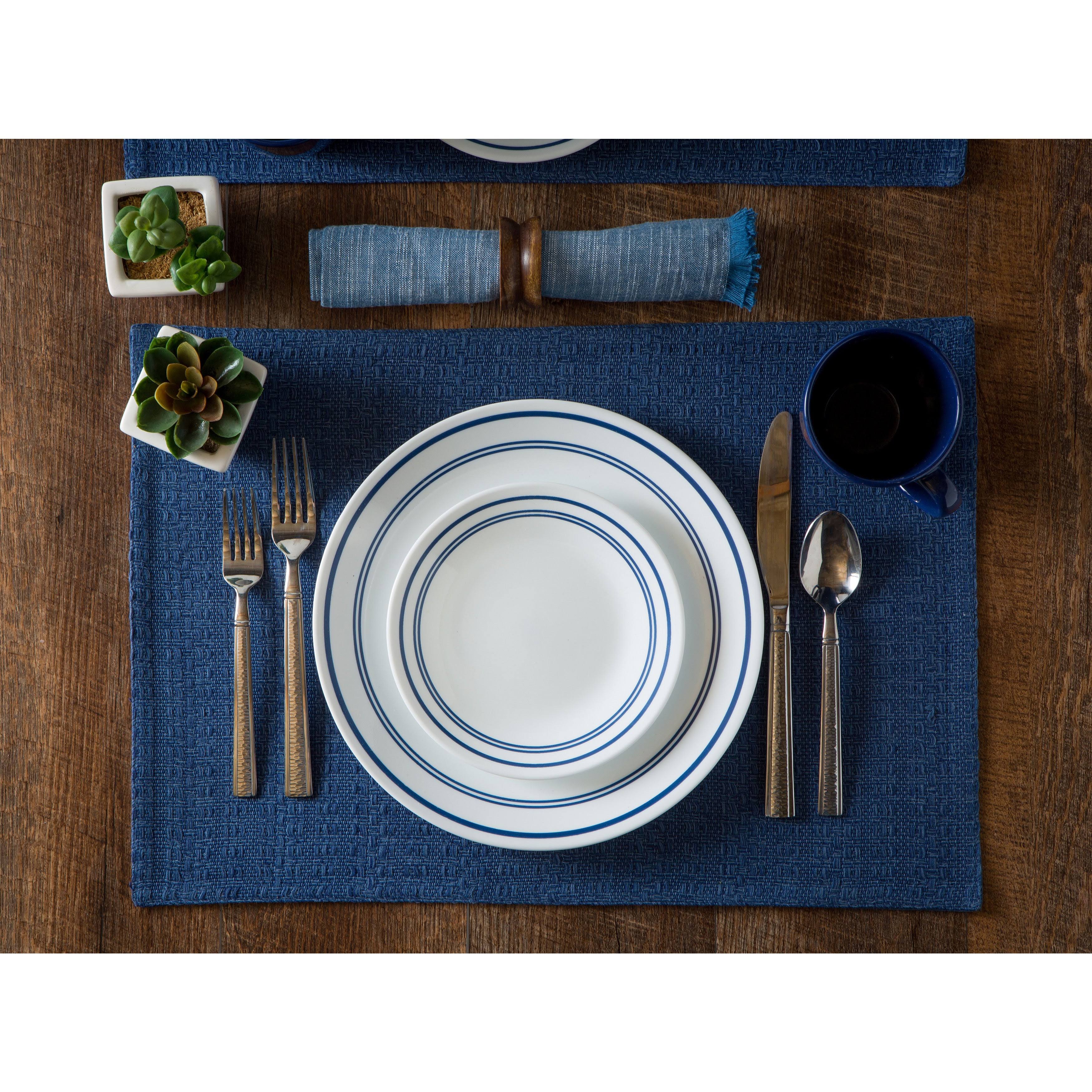 Corelle Livingware Classic 16-Piece Dinnerware Set, Cafe Blue - 4 count