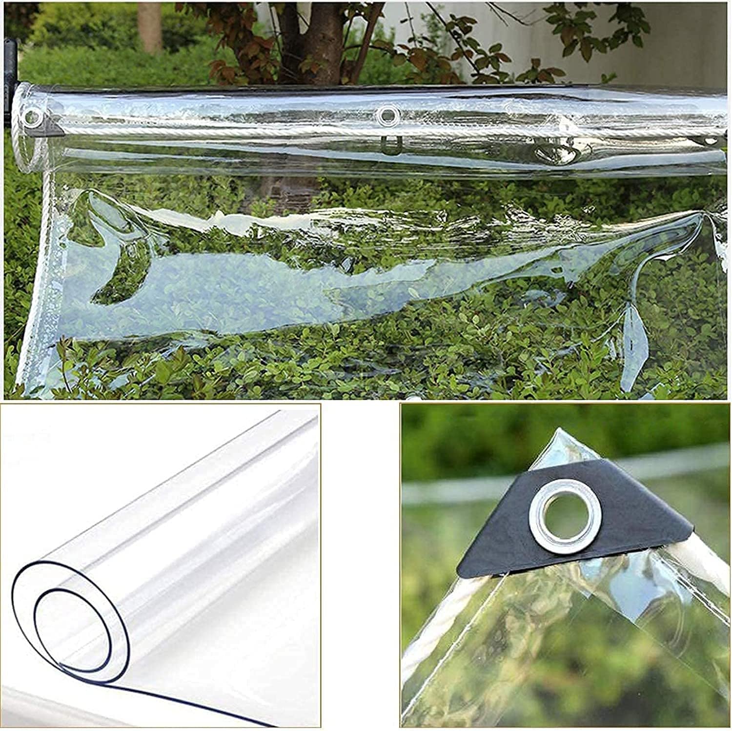 GQZGGXX Canopies Tarps Clear PVC Waterproof Cloth Tear Resistance Waterproof 0.35mm Vinyl Transparent Awning Canopy Patio Enclosure,Anti-Aging Insulation Soft Glass Tarpaulin 1.2x2m/3.9'x6.6'