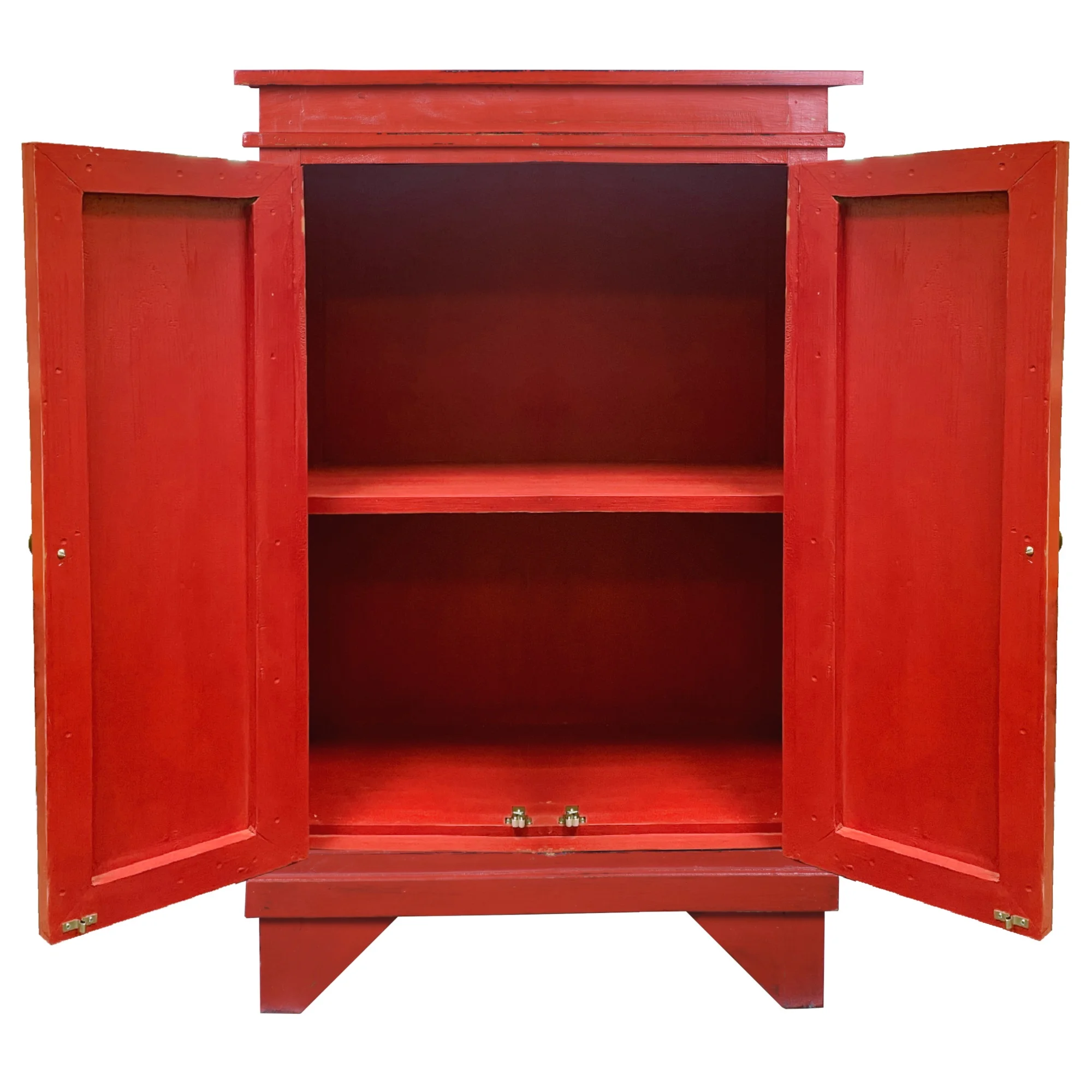 Besthom Shabby Chic Cottage Wood Carved Accent Cabinet - 15"L x 28"W x 43"H Distressed Red