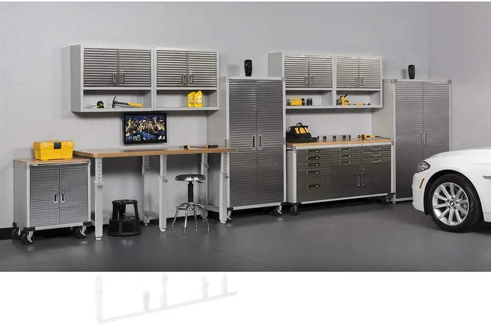 Seville Classics UltraHD Mega Steel Storage Cabinet, 48" W x 24" D x 72" H, Granite