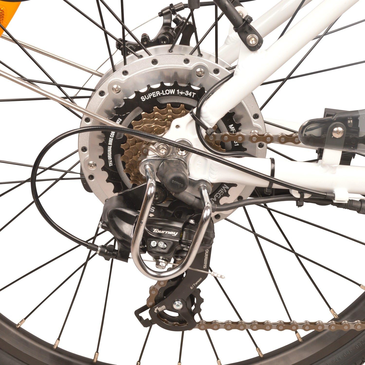 DJ City Bike 750W 48V 13Ah Step-Thru Power Electric Bicycle, Pearl White, LED Bike Light, Fork Suspension and Shimano Gear