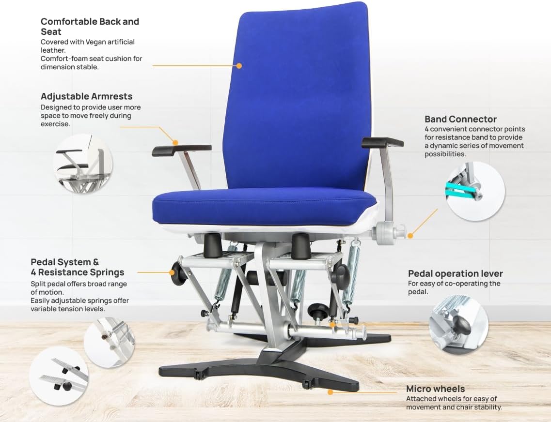 Ergonomic Office Chair & Exercise Chair for Home Gym - Pilates & Yoga Reformer, Core Strengthening, Body Stretching Workout Machine