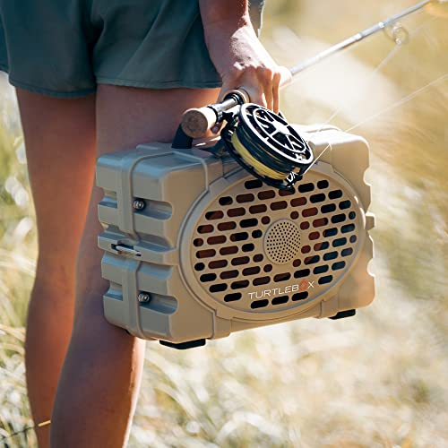 Turtlebox Gen 2: Loud! Outdoor Portable Bluetooth 5.0 Speaker | Rugged, IP67, Waterproof, Impact Resistant & Dustproof (Plays to 120db, Pair 2X for True L-R Stereo), Field Tan
