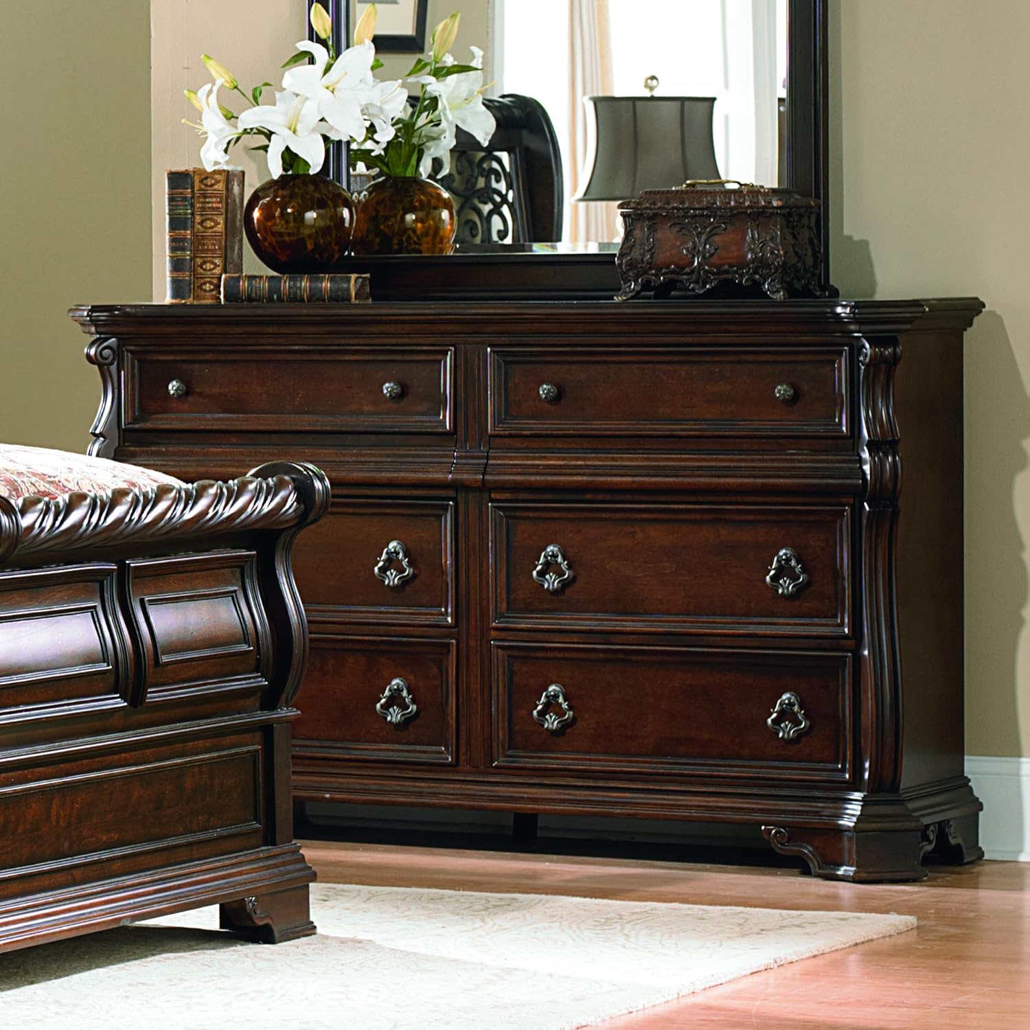 Liberty Furniture Industries Arbor Place 8 Drawer Double Dresser, 68" x 19" x 40", Brownstone Finish