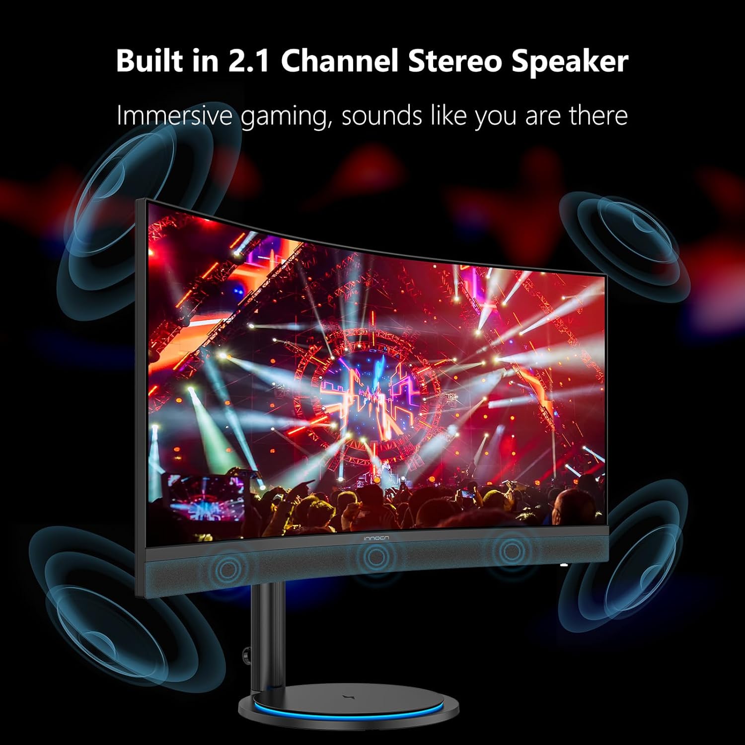 INNOCN 34" USB Type C Curved Ultrawide Gaming Monitor 3440 x 1440p 165Hz PC Computer Monitor Gamer, HDMI, DP, Built-in 2.1 Stereo Speakers, Charger Pad, Black, 34G1R