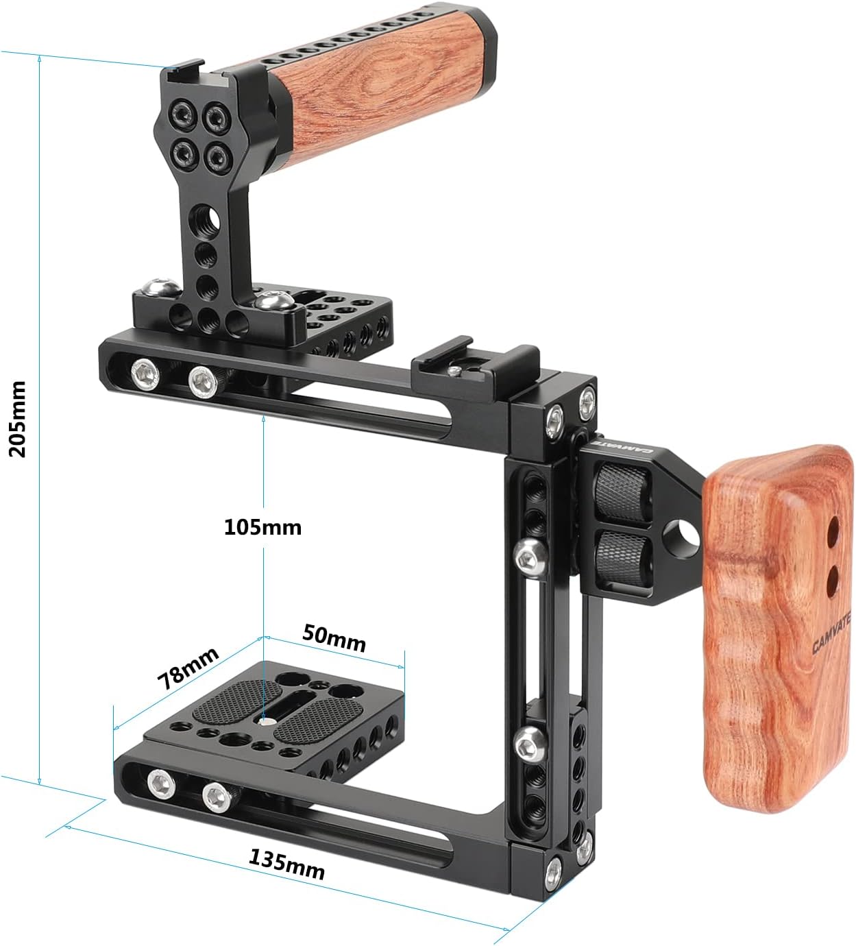 CAMVATE Universal Adjustable Camera Cage Fit for Right Handle and Left Handle Camera(Only Come with Left Handle Grip)