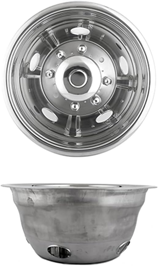 Deebior 4pcs 17inch Polished Stainless Steel Dually Wheel Simulators, Nice looking and Durable Bolt On Wheel Cover, 8 Lug 4 Hand Hole Hubcaps Fit for 2005-2021 Ford F350 with Installation Tool Kit A8P