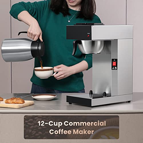 SYBO Commercial Coffee Makers 12 Cup, Drip Coffee Maker Brewer with 74Oz thermal carafe, Coffee Pot Stainless Steel Cafetera SF-CB-1AA