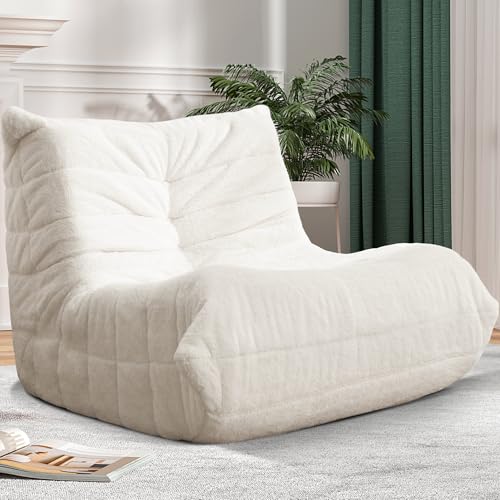 Bean Bag Chair Big Sofa Beanbag Chair for Adults Fireside Chair Bean Bag Lounger with Memory Foam Filled for Home,Apartment or Gaming Venue(Black Plush)