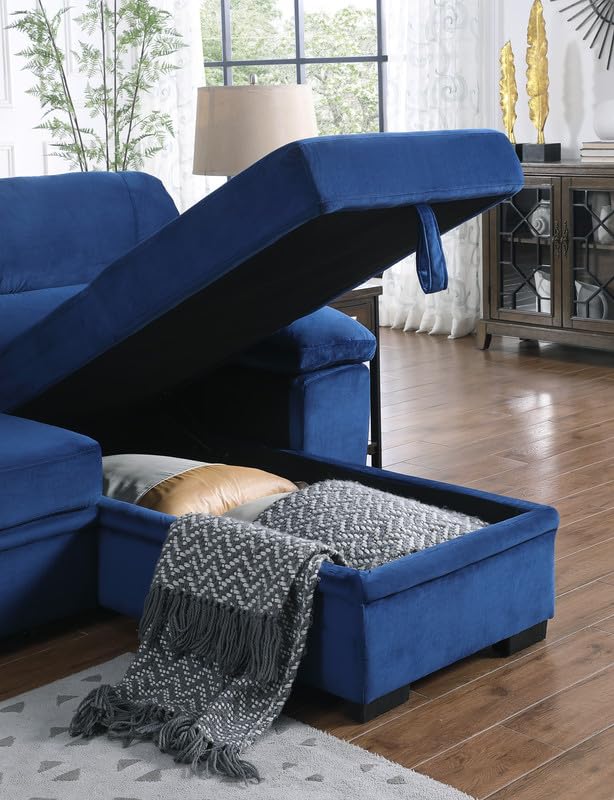 82 Inch Convertible L Shaped Sleeper Sectional Sofa Linen with Storage Chaise, Pull Out Bed,Reversible Corner Couch Design, Black Grey