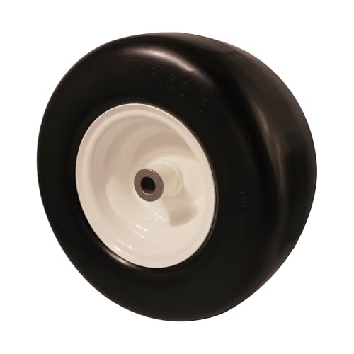 15x6.00-6 Flat Free Tire for Zero Turn Lawn Mower with 3/4 5/8 & 1/2 inch Bearings,3.0"-6.9"Center Hub Flat Free Lawnmower Tire and Wheel Assembly,Universal Fit 15 inch Solid Wheel for Garden Tractor