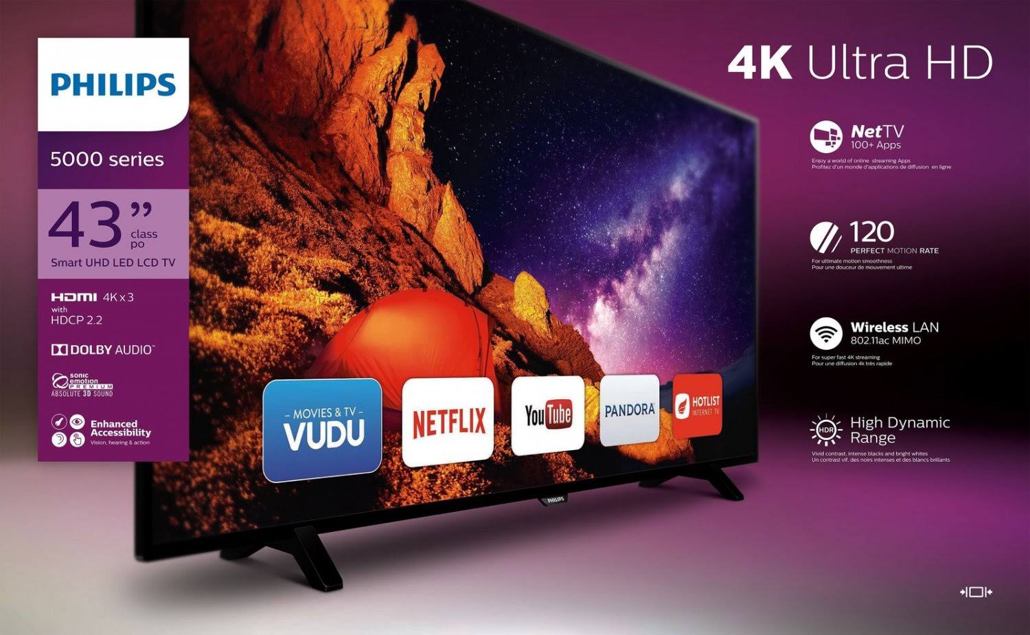 Philips 43x22 Class 4K (2160p) Smart LED TV (43PFL5602/F7)