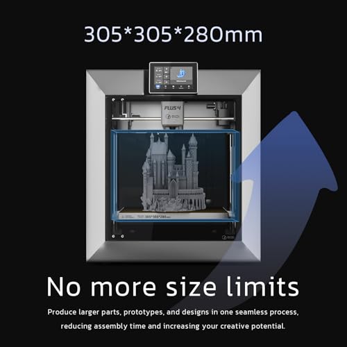 QIDI PLUS4 3D Printer, Max 600mm/s High-Speed Printing, 65℃ Chamber Heat, Fully Auto Leveling, 370&deg;C Direct Extruder with Integrated Nozzle, Support PPS-CF Filaments, Large Print Size 12"x12"x11"