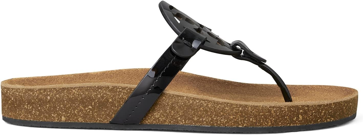 Tory Burch Women's Miller Cloud Sandals, Perfect Black/Natural, 6.5 US