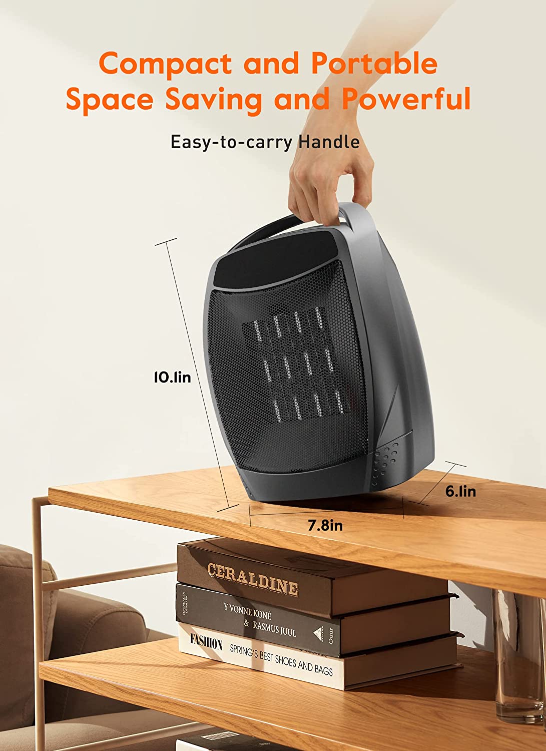 Portable Space Heater, 1500W Personal Electric Heater with Timer, 4 Modes Quiet Heater, Overheating & Tip-Over Protection 1s Fast Heating Small Heater for Indoor Use, Office, Bedroom, Black