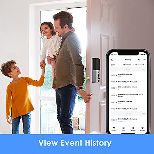 Lockly Smart Lock Model 7S, Bluetooth Smart Door Lock, Keyless Entry Door Lock, Touchscreen Keypad, App Control, eKeys and Offline Access Code, Auto Lock - Satin Nickel (PGD7SSN)