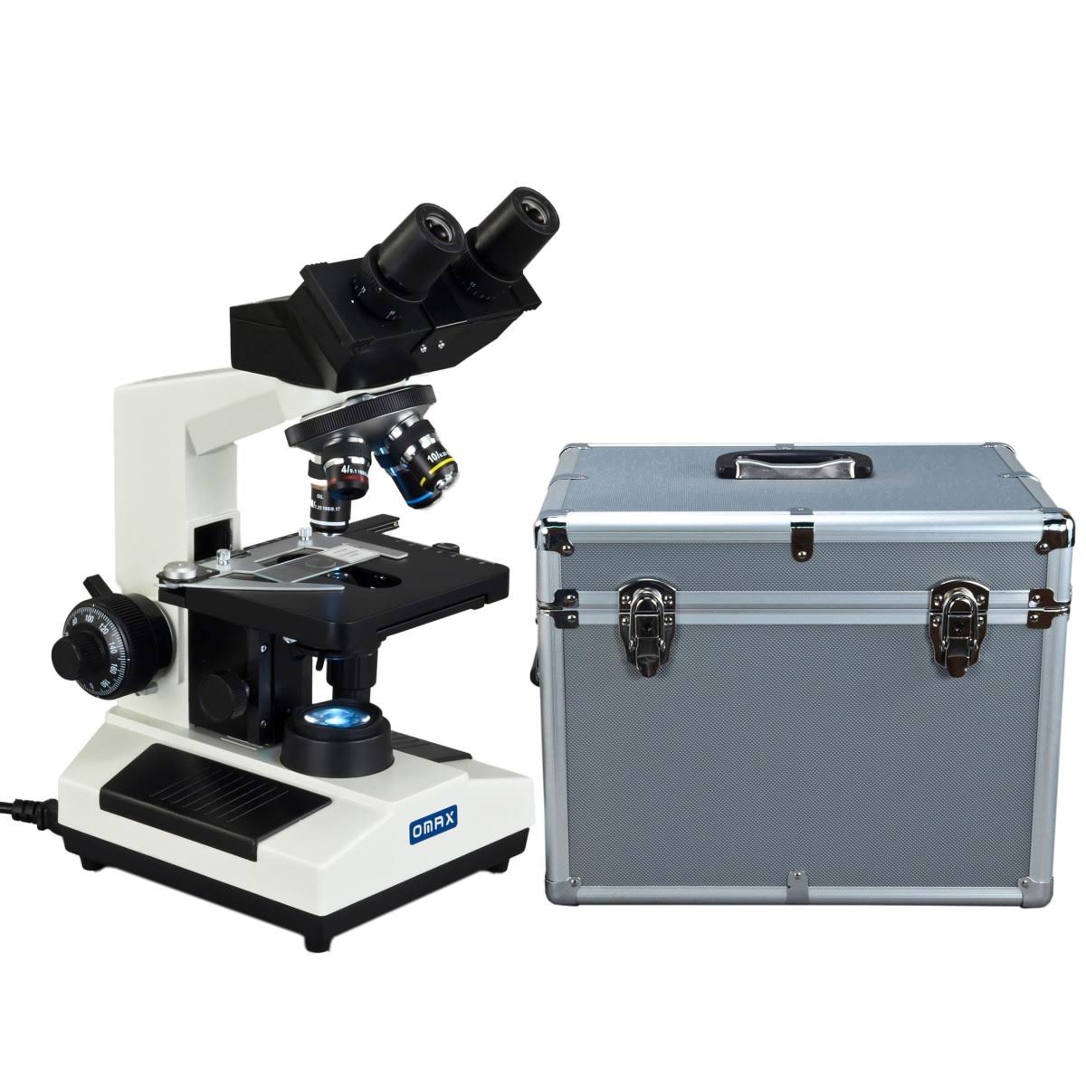 OMAX 40X-2000X Compound Binocular LED Biological Microscope with Aluminum Carrying Case