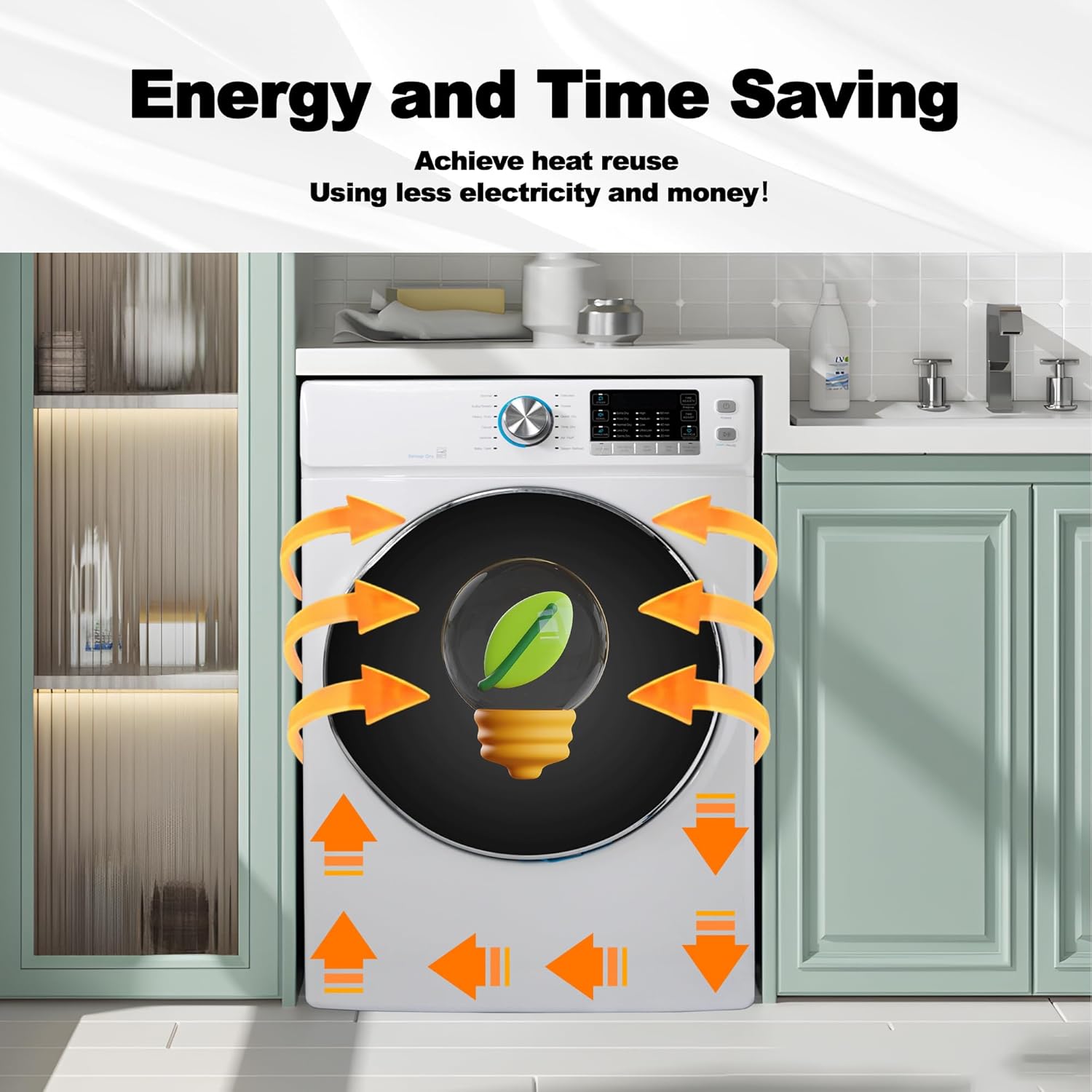 SMETA Stackable Washer And Dryer Combo, Electric Stacked Washer Dryer Set, 4.5 Cu. Ft Washing Machine Front Load + 8.0 Cu.Ft Clothes Dryer Machine