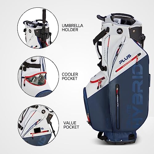 Big Max Dri Lite Hybrid Plus Golf Bag - Lightweight Golf Cart Bag with Enhanced Storage, Value Organizer, Waterproof Pockets, Sturdy Leg Locks, Extra Pocket - Golf Push Cart Compatible