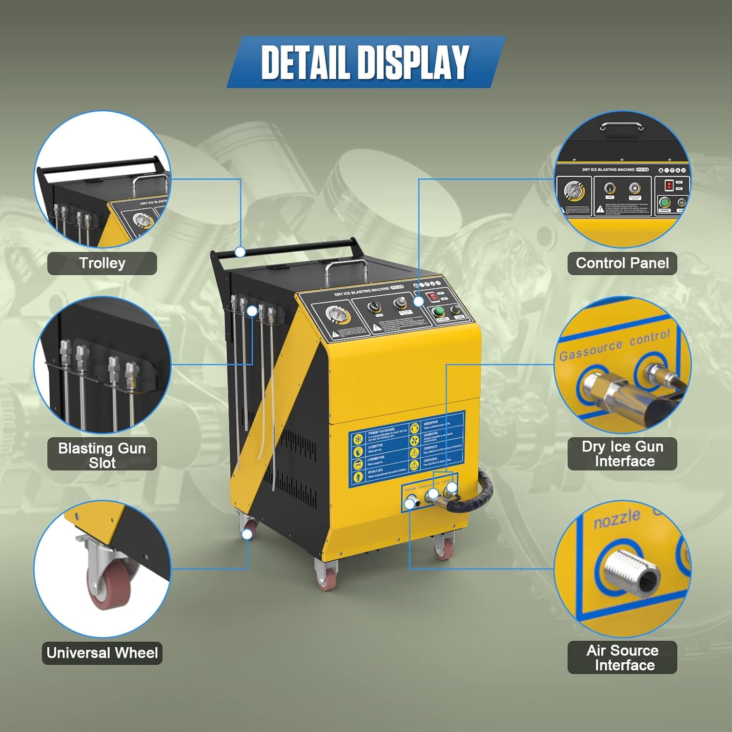 Dry Ice Blasting Cleaning Machine, Dry Ice Blast Cleaners for Industrial, Automotive, Medical, Compatible with All Vehicle Cars(110V)