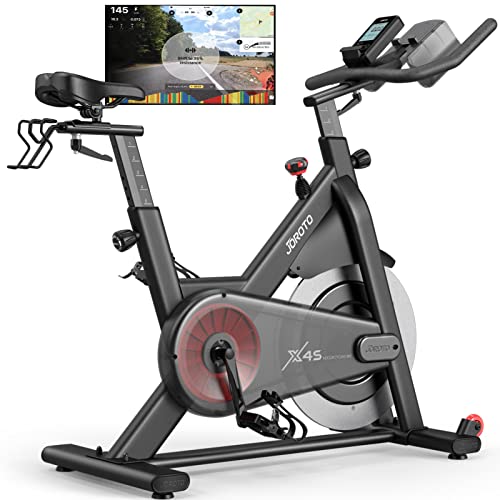 JOROTO X2|X2PRO Exercise Bike, X4S Bluetooth Stationary Indoor Cycling Bike with Readable 100 Levels Magnetic Resistance, Plus 12.6 inch Tablet Bracket Exercise Bikes for Home