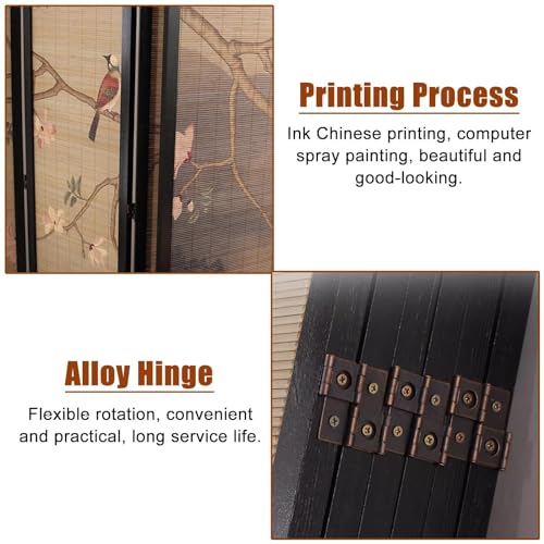 Japanese Screen Room Divider 6 Panels, Folding Portable Screen, Home/Office/Changing Room Freestanding Privacy Screen - Indoor Outdoor Space Partition Wall, 175cm Tall