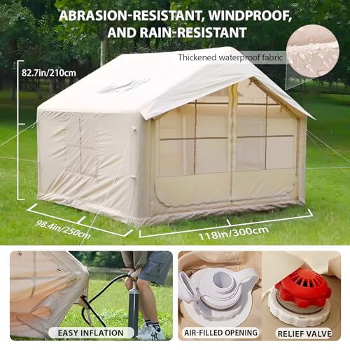 Inflatable Tent for Camping - 6-8 Person Ultra-Quick Setup Blow Up Tent,80.73 Square Feets 4 Season Inflatable Tent with Stove Jack, Inflatable Camping Tent Portable for Outdoor, Waterproof
