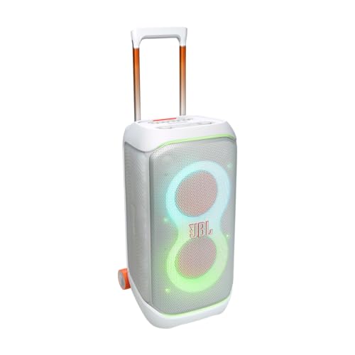 JBL PartyBox Stage 320 - Portable Party Speaker with Telescopic Handle & Wide, Sturdy Wheels, Powerful JBL Pro Sound, Futuristic lightshow, Up to 18 Hours of Play time, Splash Proof (Black)