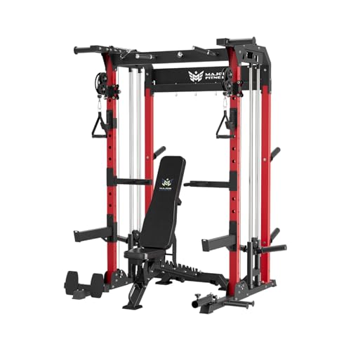 MAJOR FITNESS F22 Multi-Functional Power Rack—1600lbs Capacity All-in-One Squat Rack with Dual Pulley System for Home Gym Strength Training