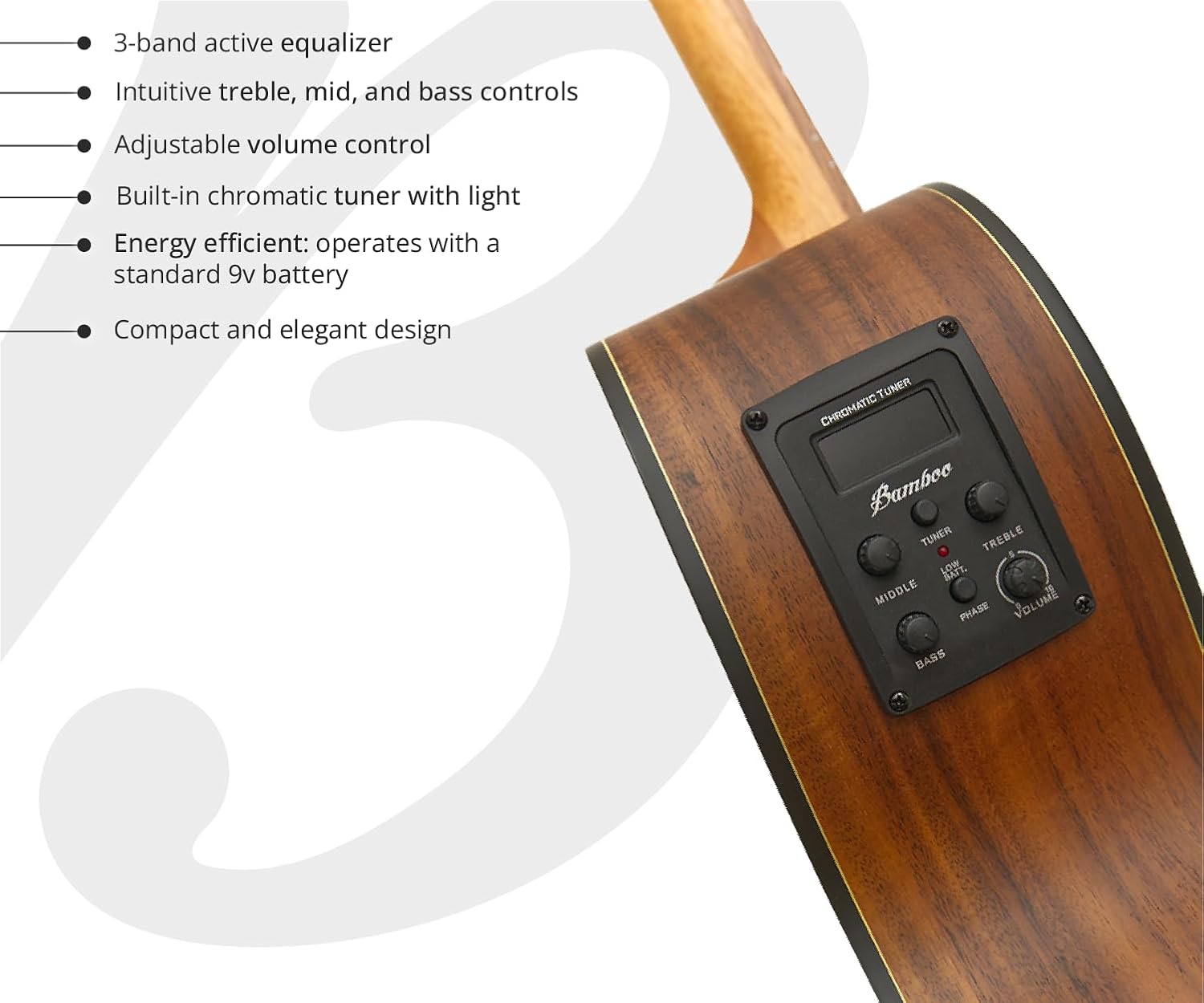 Bamboo Acoustic Electric Guitar 40" Acacia Cutaway Guitar. Beginner Kit for Adults ands Teens with Gig Bag, Pick, Tuner, Strings, Capo, Strap, pickguard and Truss Rod Key.
