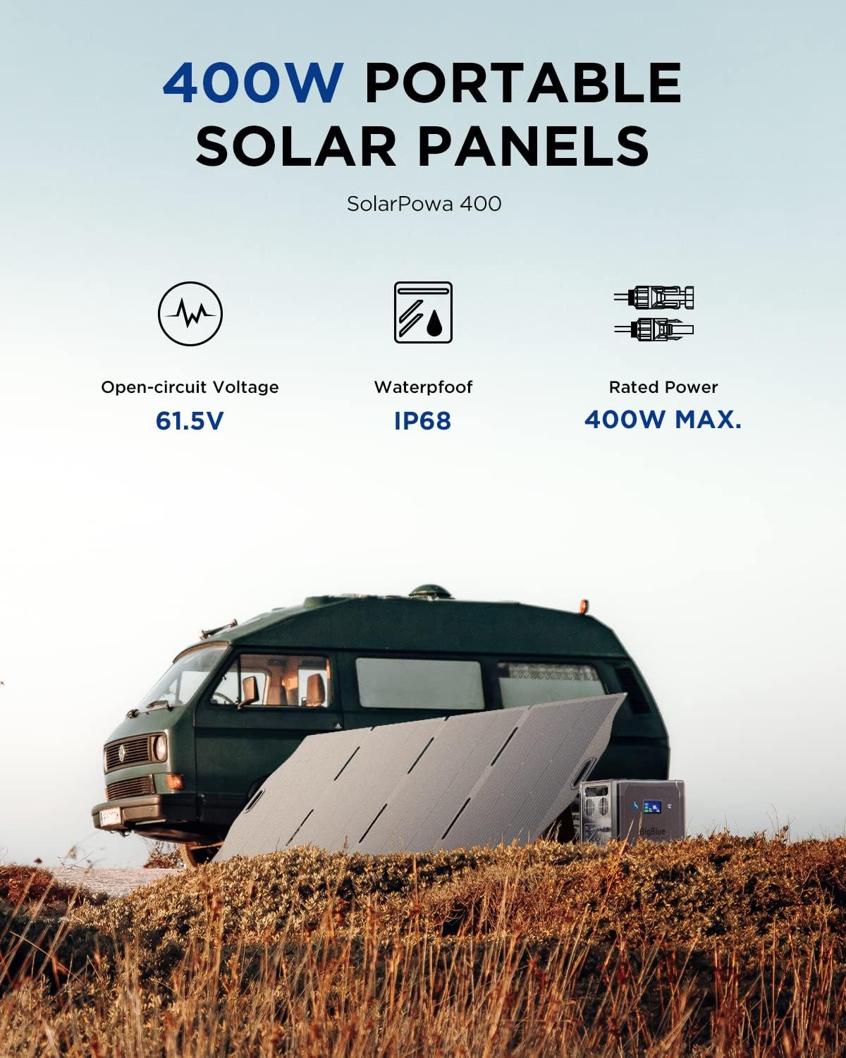 BigBlue 2500W Solar Generator with 3 400 Watt Solar Panels, CellPowa 2500 1843Wh Power Station with APP and GPS, 2Hrs AC Charge to 100%, 10ms UPS, Backup Battery Kit for RV Camping Outdoor Home Use