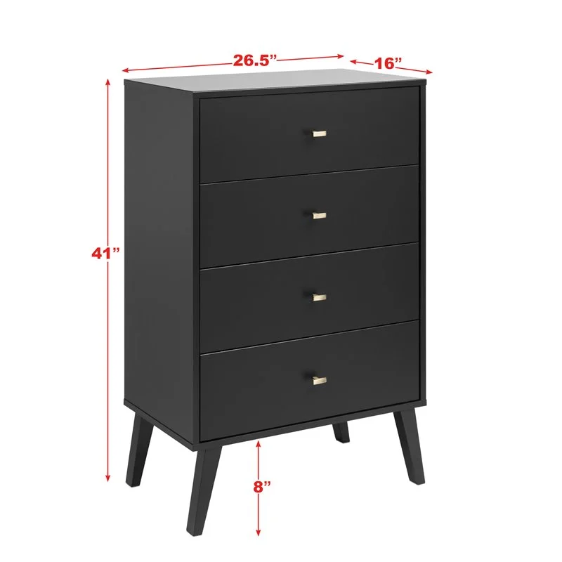 Home Square 4-Piece Set with 2 Nightstands Double Dresser and 4-Drawer Chest