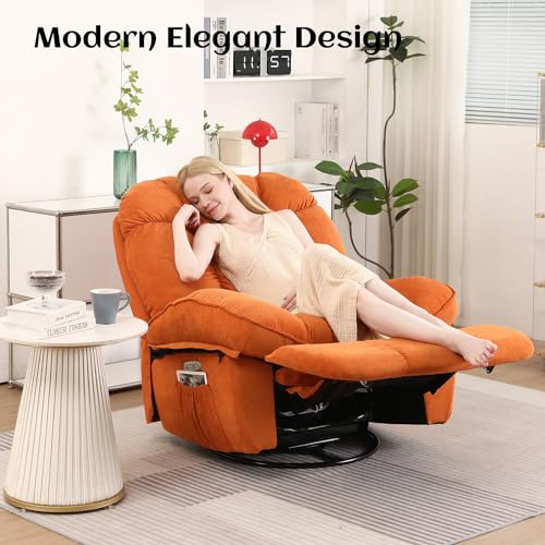 DYHOME Power Recliner Chair Massage Rocker Recliner with Heated, Small Swivel Rocking Recliner Chairs for Adults, Ergonomic Lounge Chair with USB, USB-C for Living Room, Green
