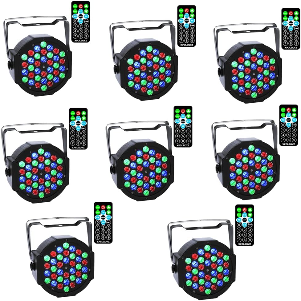 XPC LED Up Lighting 36x3W RGB Stage Light, Sound Activated DMX Lighting Dj Par Can Lights with Remote Control for Birthday Party Wedding Bar Club Home Christmas Halloween Festival (8Pack) …